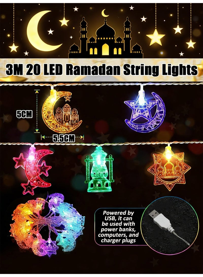 CubeG 3 Meters Moon Star Ramadan String Lights for Bedroom Decor, USB-Powered LED String Lights Are Suitable for Occasions Such as Eid Al-Fitr and Eid Al-Adha in The Middle East - Image 2